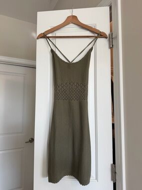Forever 21 Olive Knit Spaghetti-Strap Mini Dress